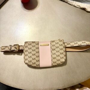 Michael Kors Tan and Pink Crossbody Bag